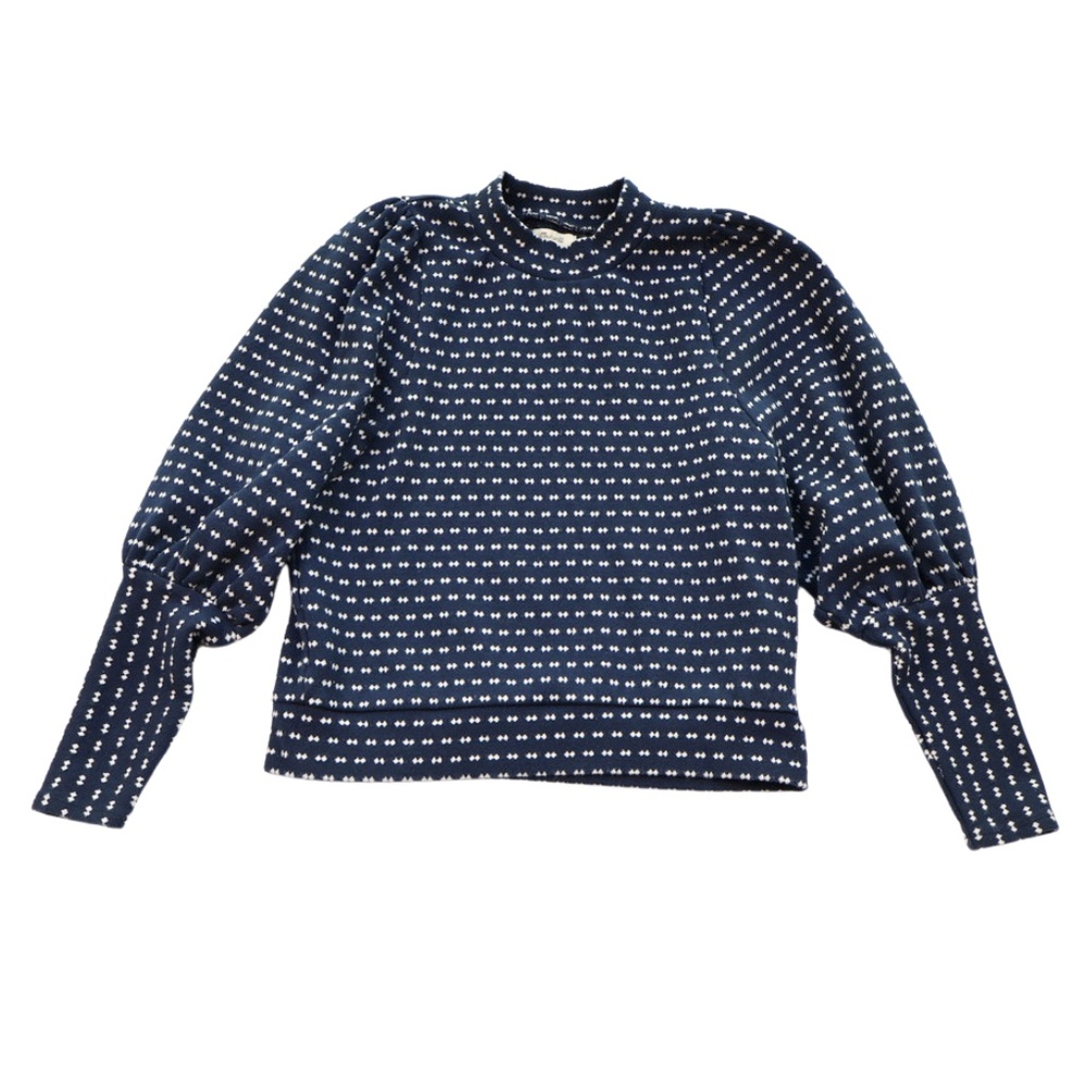 Madewell Balloon Sleeve Knit Top XS Navy Patterned Sweater